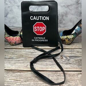 Black Caution Sign Tote Crossbody NWT​​